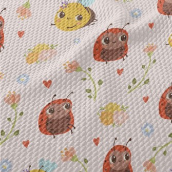 Cute Bee Ladybug Birdseye Piqué