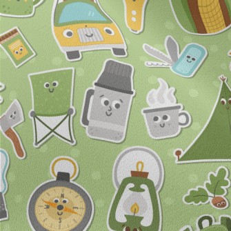 Cartoon Style Camping Fun Chiffon