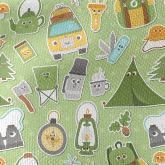 Cartoon Style Camping Fun Waterproof Canvas