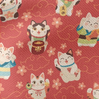 Japanese Kimono Lucky Cat Waterproof Canvas