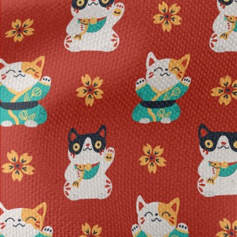Lucky Cat And Sakura Waterproof Canvas