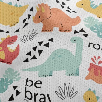 Lively Dinosaur Family Athletic Mesh Flat Back