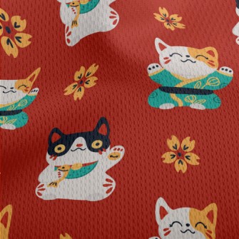 Lucky Cat And Sakura Athletic Mesh Flat Back