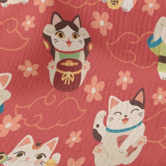 Japanese Kimono Lucky Cat Terry