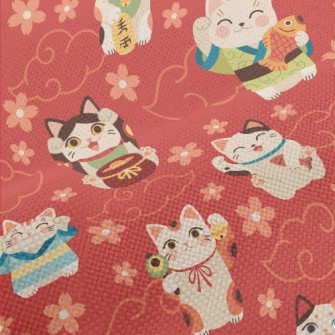 Japanese Kimono Lucky Cat Performance Linen