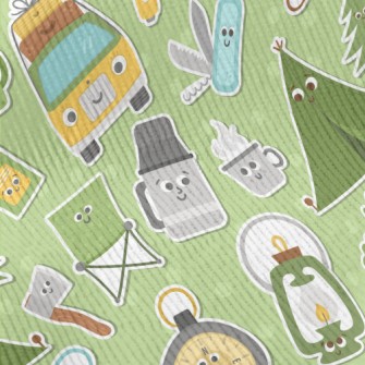 Cartoon Style Camping Fun Standard Corduroy