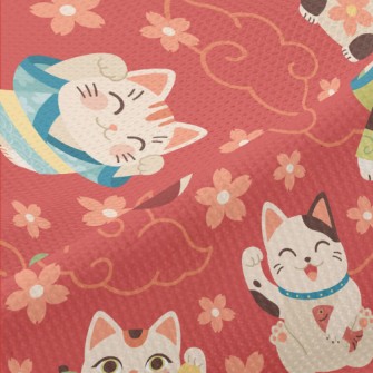 Japanese Kimono Lucky Cat Piqué