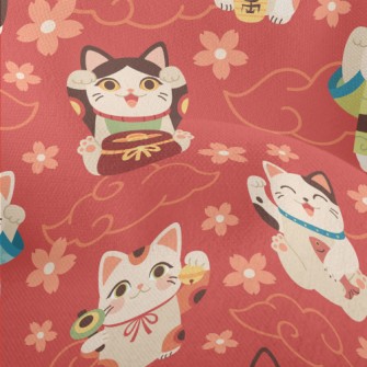 Japanese Kimono Lucky Cat Lightweight Performance Linen