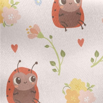 Cute Bee Ladybug Jersey Backed Fleece