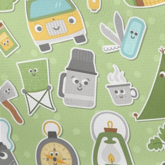 Cartoon Style Camping Fun Pongee