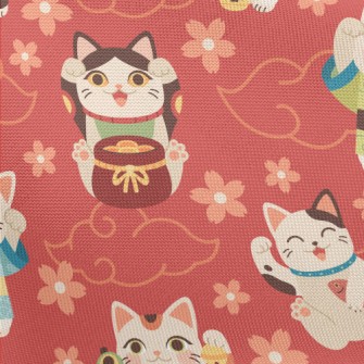 Japanese Kimono Lucky Cat Pongee