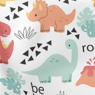 Lively Dinosaur Family Lightweight Cotton Poplin