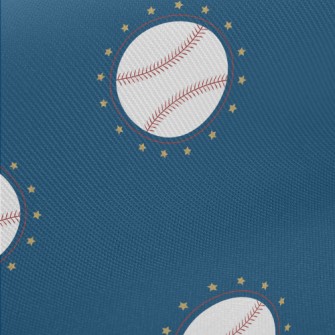 Baseball With Stars Around Midweight Cotton Poplin