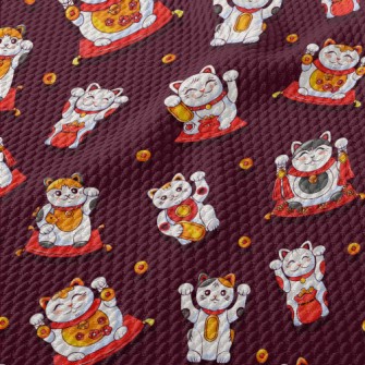 Lively Lucky Cat Birdseye Piqué