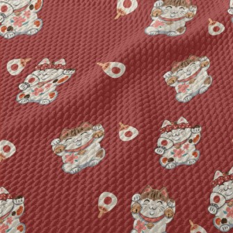 Japanese Kind Maneki Neko Birdseye Piqué