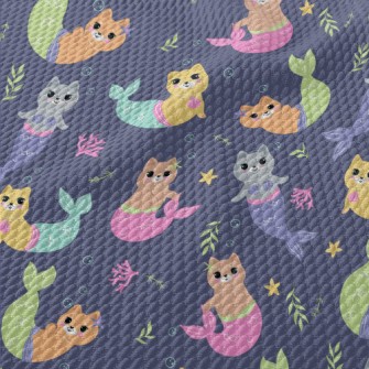 Beautiful Cat Mermaid Birdseye Piqué