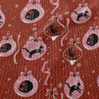 Black Cat Decoration Birdseye Piqué