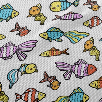 Cute Striped Fish Birdseye Piqué