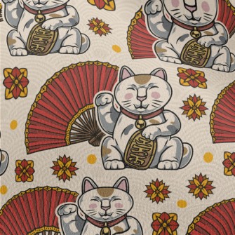 Lucky Cat Fan Chiffon