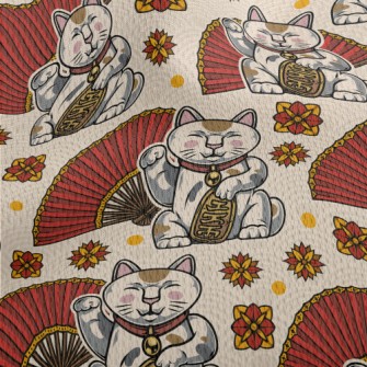 Lucky Cat Fan Athletic Mesh Flat Back