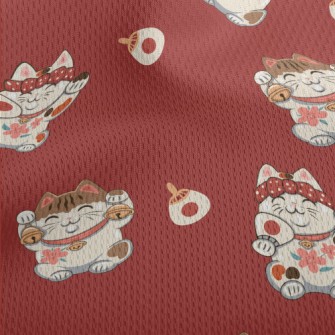 Japanese Kind Maneki Neko Athletic Mesh Flat Back