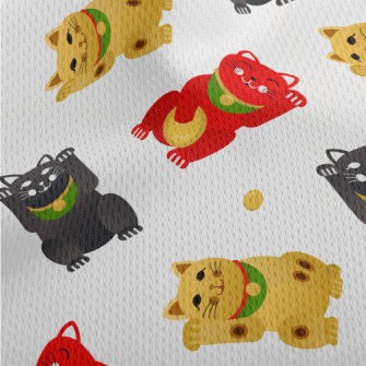 Cute Three-color Lucky Cat Athletic Mesh Flat Back