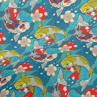 Colorful Japanese Koi Performance Linen