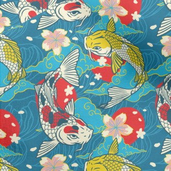 Colorful Japanese Koi Micro Fleece