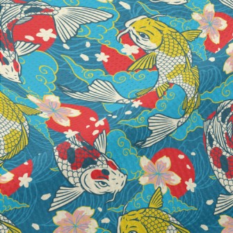 Colorful Japanese Koi Piqué