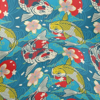 Colorful Japanese Koi Lightweight Performance Linen