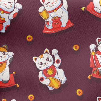 Lively Lucky Cat Jersey Backed Fleece