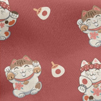Japanese Kind Maneki Neko Jersey Backed Fleece