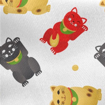 Cute Three-color Lucky Cat Jersey Backed Fleece