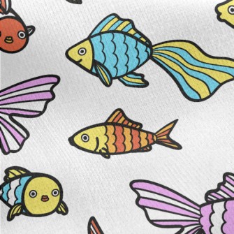 Cute Striped Fish Jersey Backed Fleece