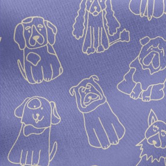 Cute Line Dog Jersey Backed Fleece