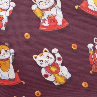 Lively Lucky Cat Pongee