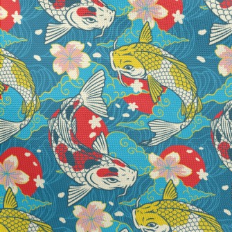 Colorful Japanese Koi Pongee