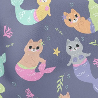 Beautiful Cat Mermaid Lightweight Cotton Poplin
