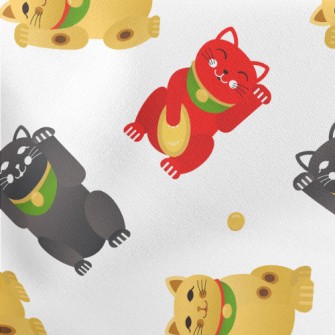 Cute Three-color Lucky Cat Lightweight Cotton Poplin