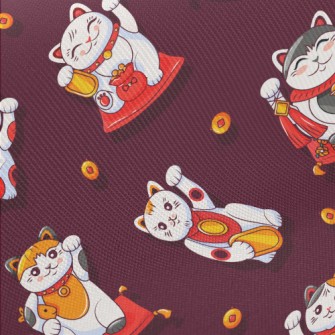 Lively Lucky Cat Midweight Cotton Poplin