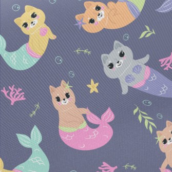 Beautiful Cat Mermaid Midweight Cotton Poplin