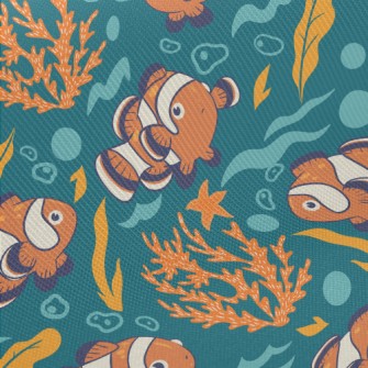 Colorful Clown Fish Midweight Cotton Poplin