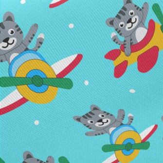 Flying Cats On A Plane Midweight Cotton Poplin