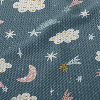 Hand Drawn Fairy Tale Starry S Birdseye Piqué