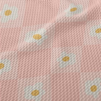 Pink And Small Flower Lattice Birdseye Piqué