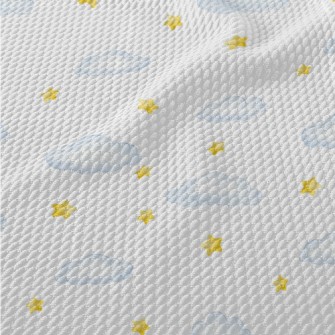 Hand Drawn Stars And Clouds Birdseye Piqué