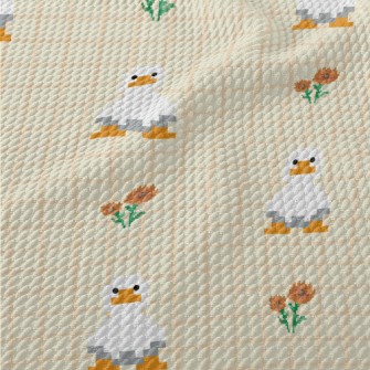 Pixel Duck Style Grid Birdseye Piqué