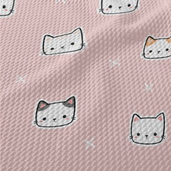 Square Cute Cat Birdseye Piqué