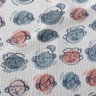 Simple Hand-painted Family Por Birdseye Piqué