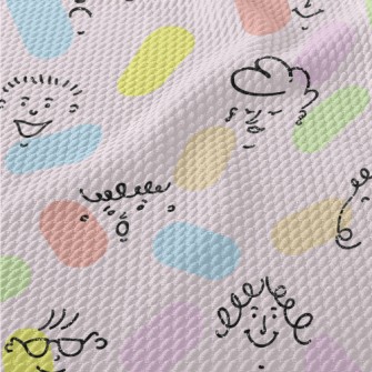 Colorful Lines Of Human Face Birdseye Piqué